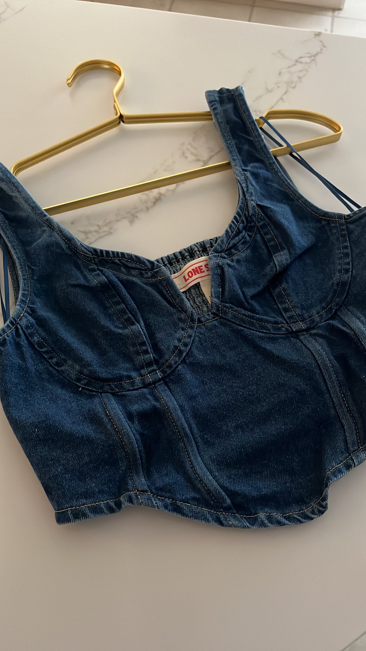 Denim corset top