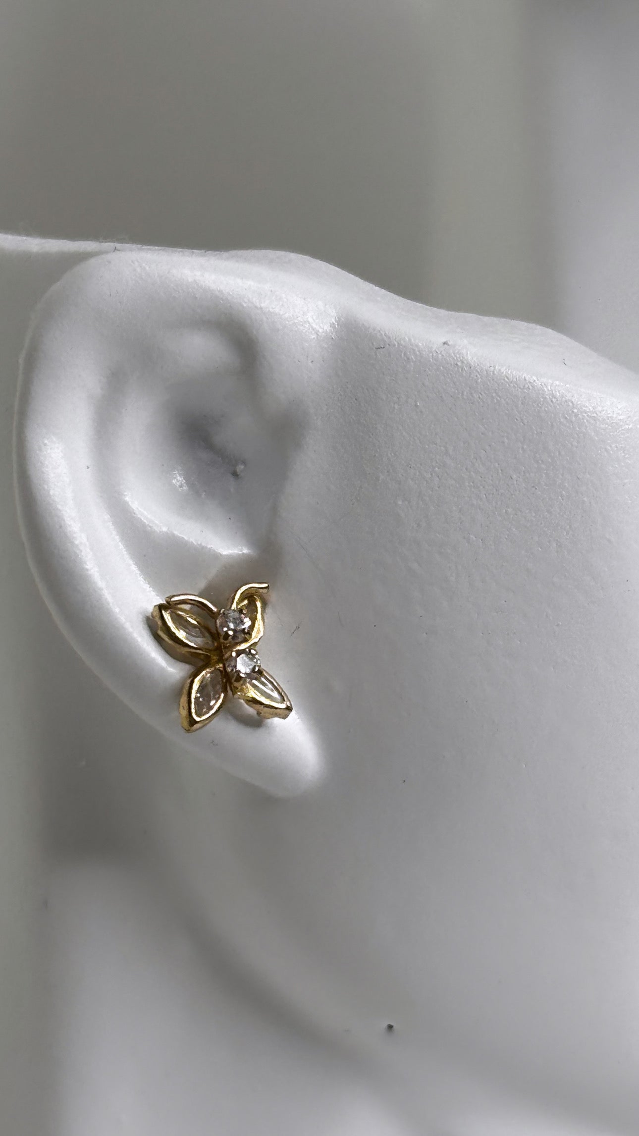 Butterfly crystal gold earrings